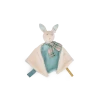 Doudou attache-tétine lapin bleu